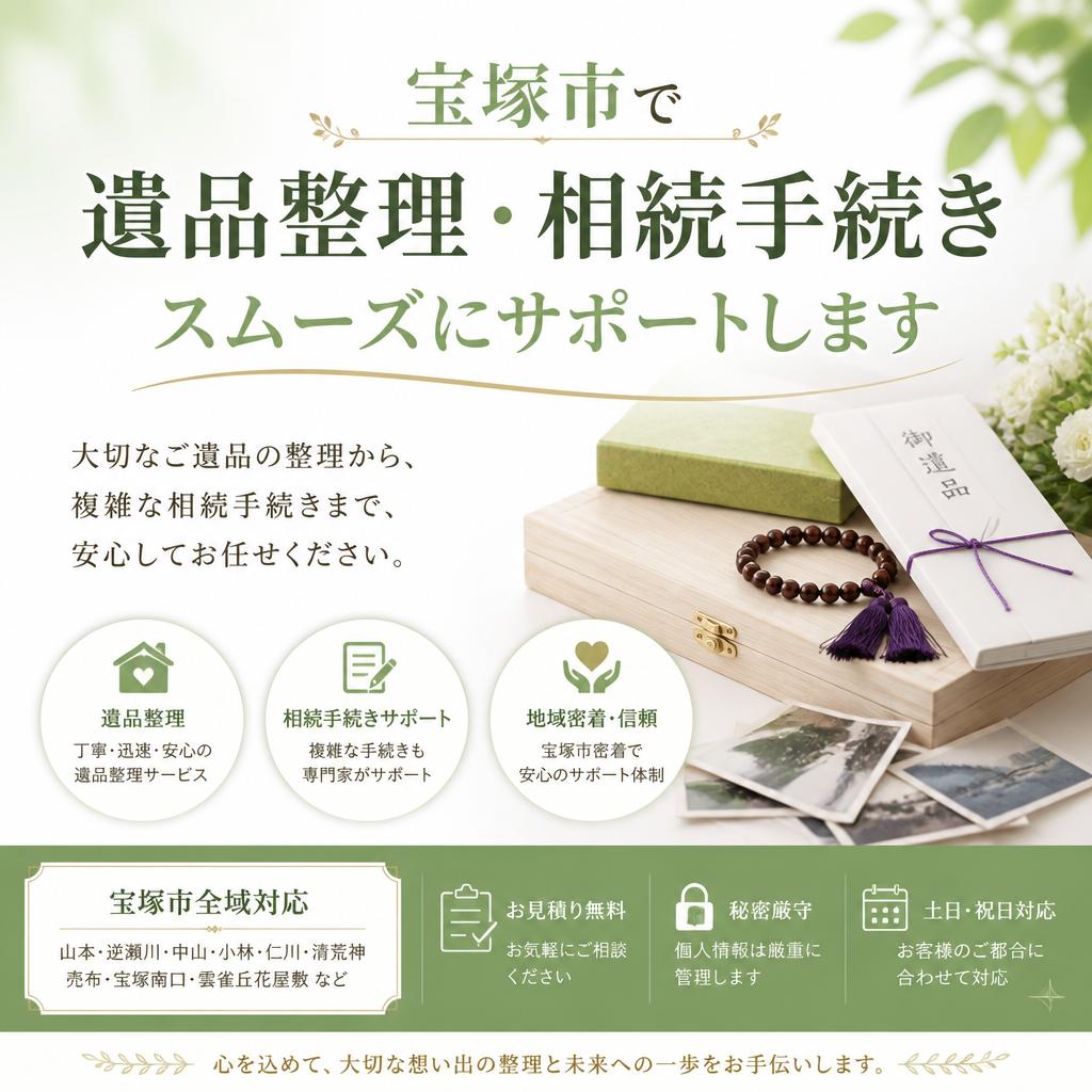 宝塚市で遺品整理・相続手続きをスムーズにサポートします