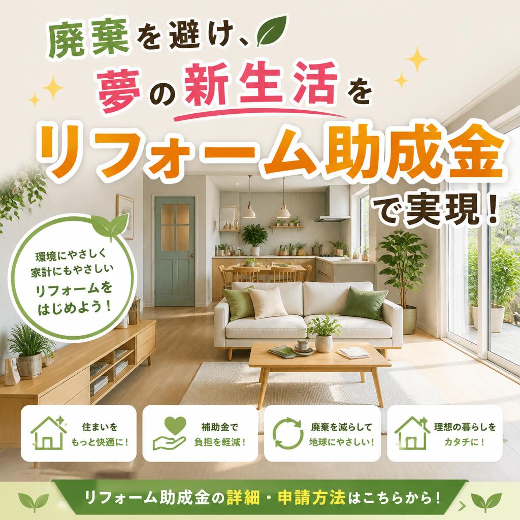 廃棄を避け、夢の新生活をリフォーム助成金で実現！