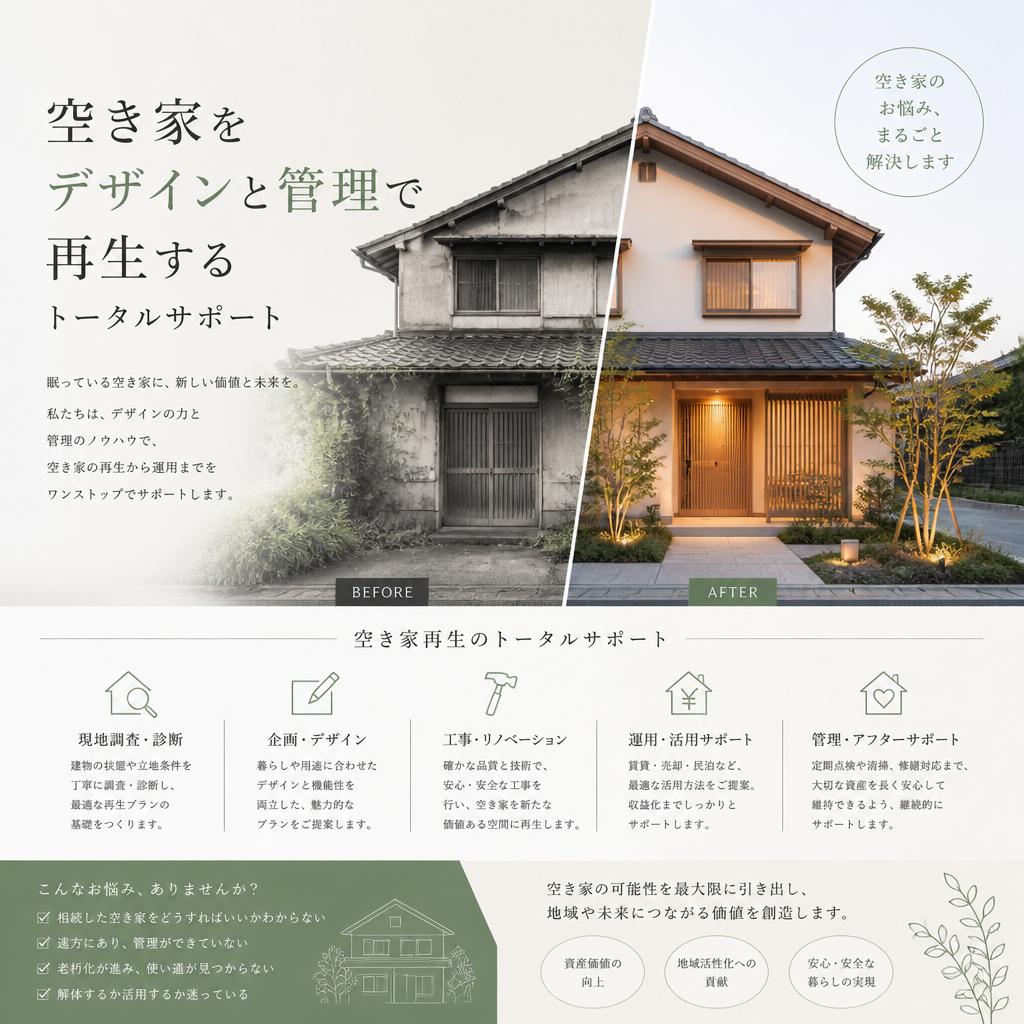 空き家をデザインと管理で再生するトータルサポート