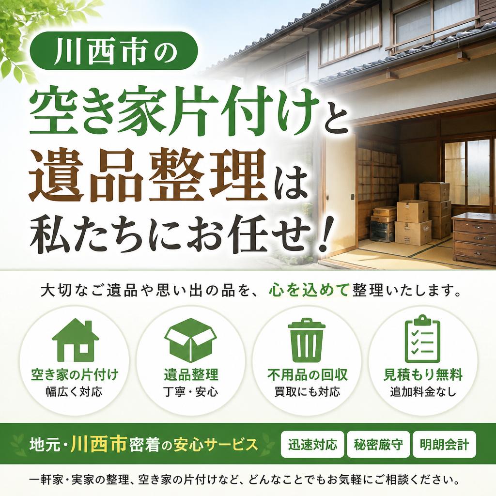 川西市の空き家片付けと遺品整理は私たちにお任せ！