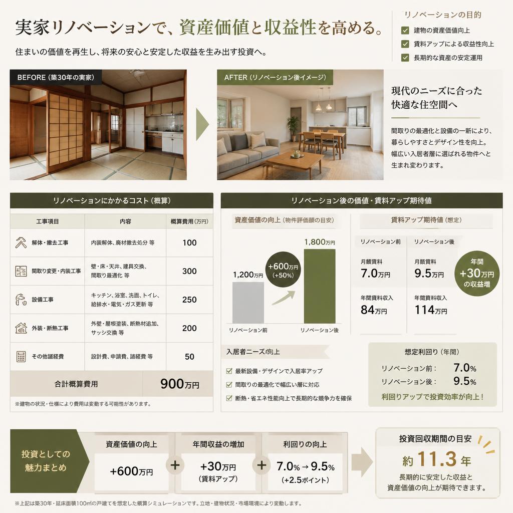 リノベーションにかかる費用と効果