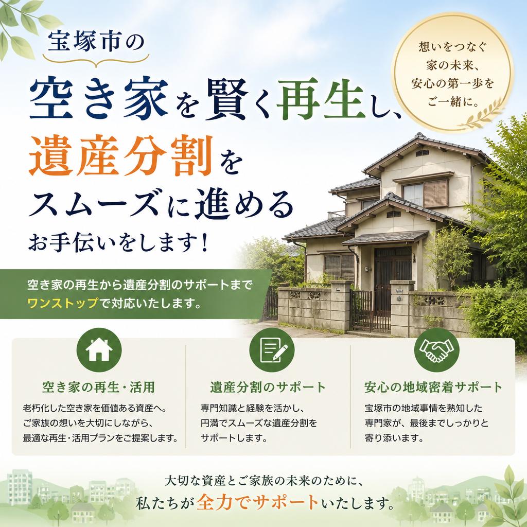 宝塚市の空き家を賢く再生し、遺産分割をスムーズに進めるお手伝いをします！