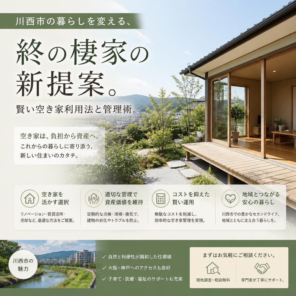 川西市の暮らしを変える、終の棲家の新提案。賢い空き家利用法と管理術。