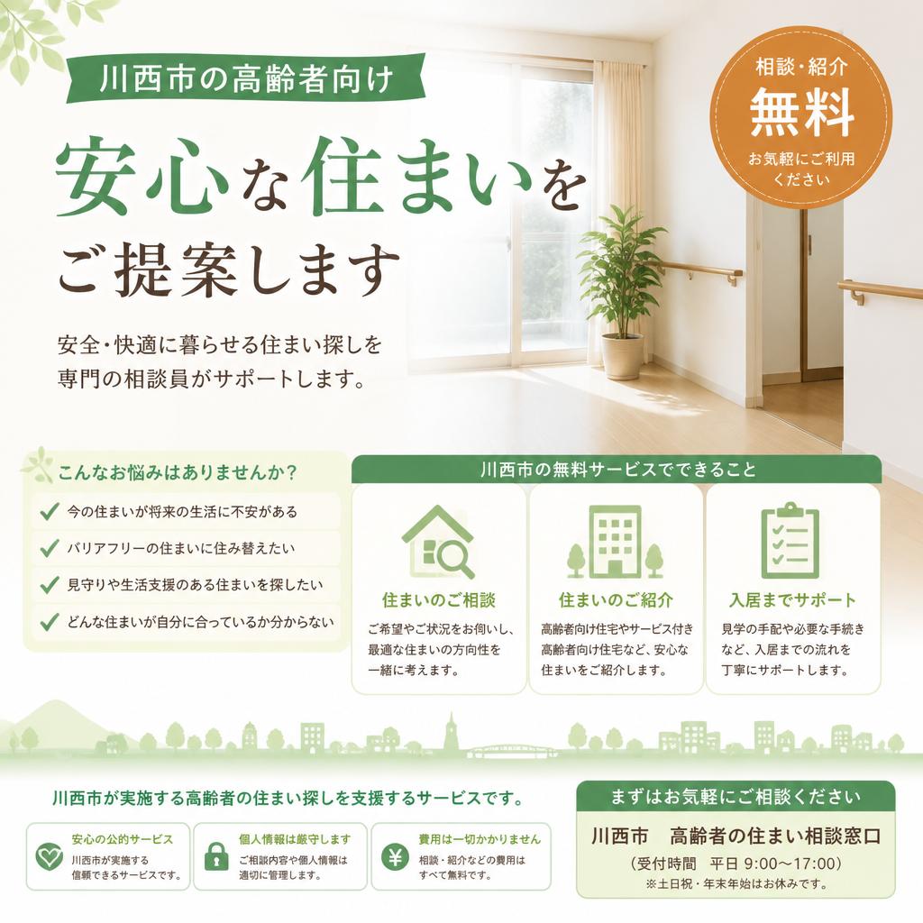 高齢者向けの安心な住まいを提案する川西市の無料サービス