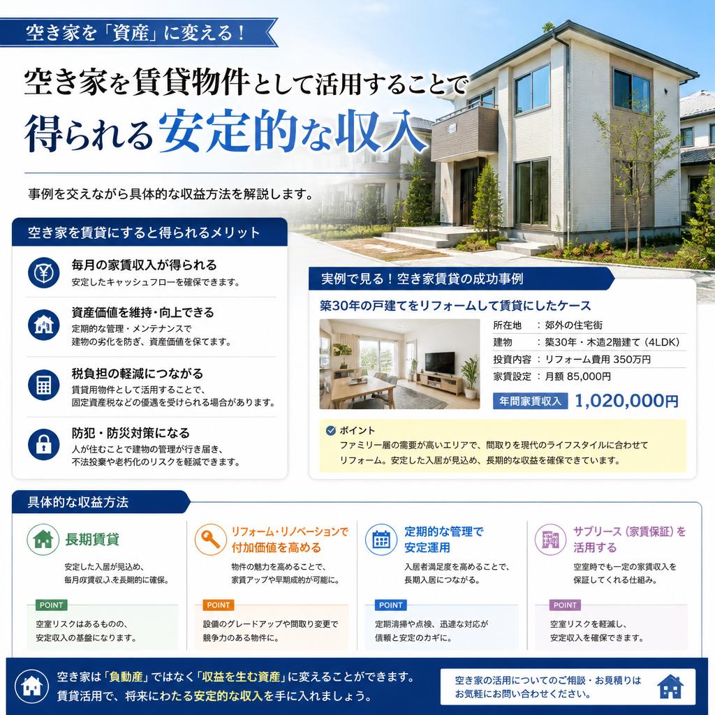 3. 賃貸活用による安定収入の可能性