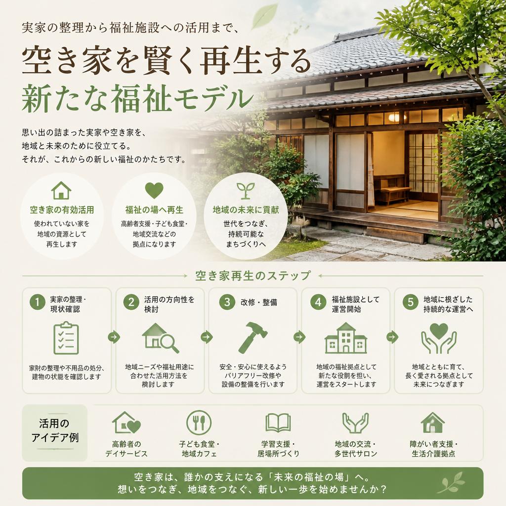 実家の整理から福祉施設への活用まで、空き家を賢く再生する新たな福祉モデル